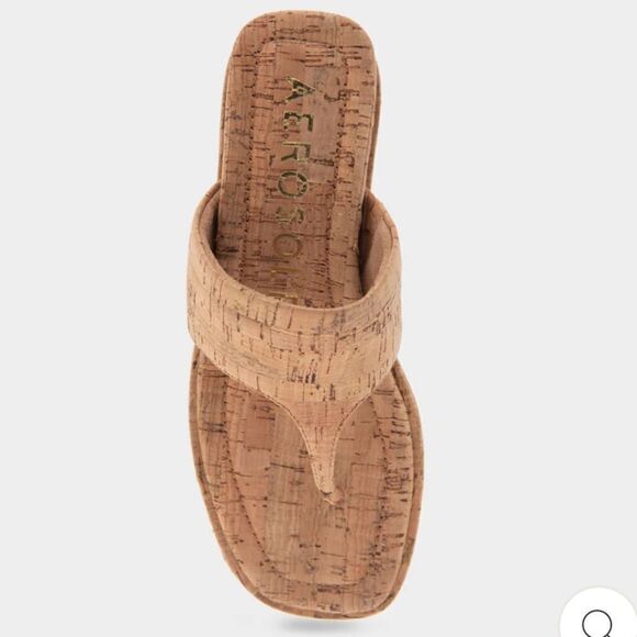 Aerosoles Barry, Women's Thong Mini Wedge Sandal in Cork, 9.5 - Picture 2 of 12